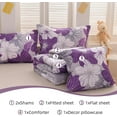 thumbnail image 3 of NTBED Floral Comforter Set Queen 6 PCS Bed in a Bag Purple Flowers Printed on Grey Botanical Bedding Sets Boho, 3 of 9