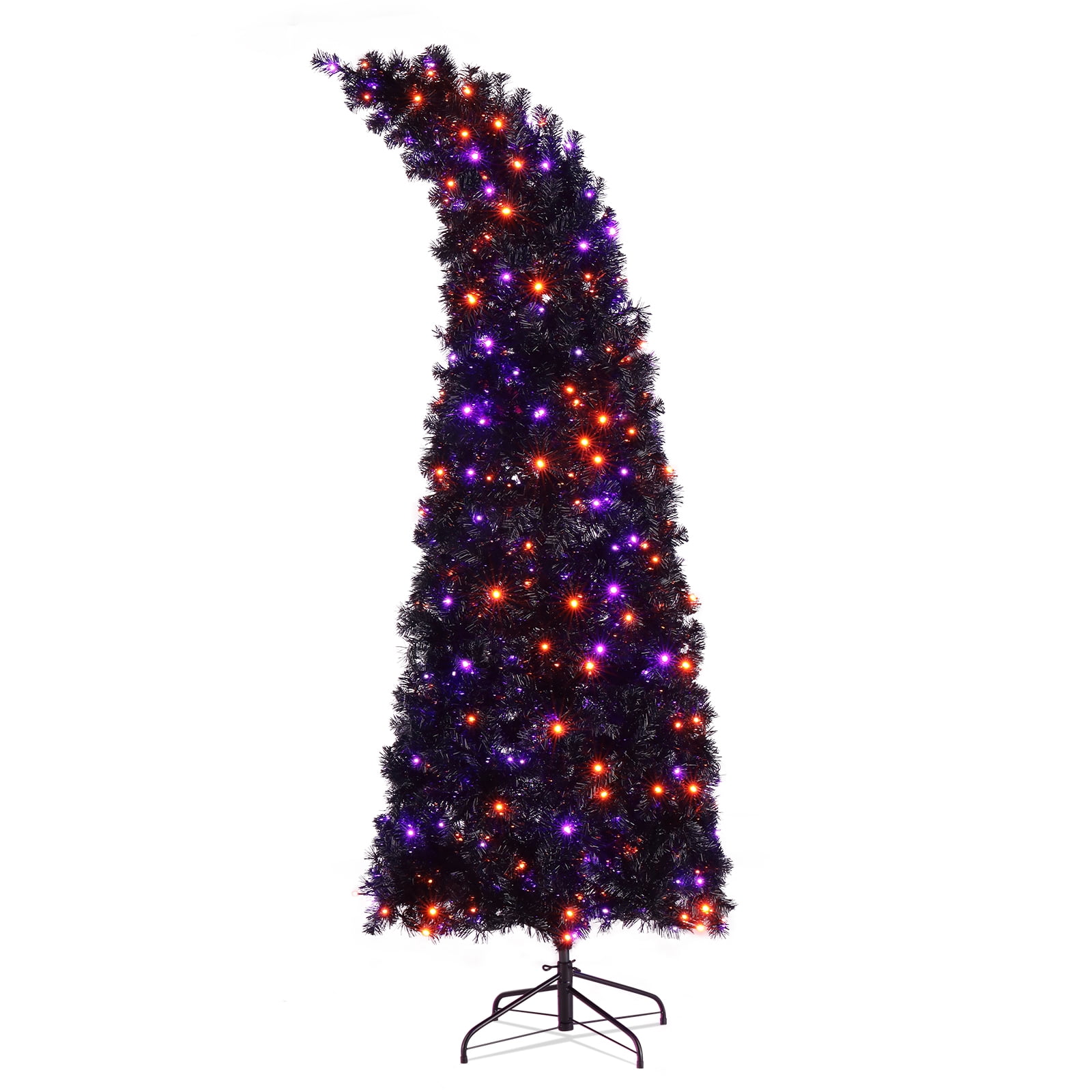 7ft Wizard Hat Shape Automatic Christmas Tree 1050 PVC Branches, 400 LED Lights 10 Functions with Iron 4-Leg Base Remote