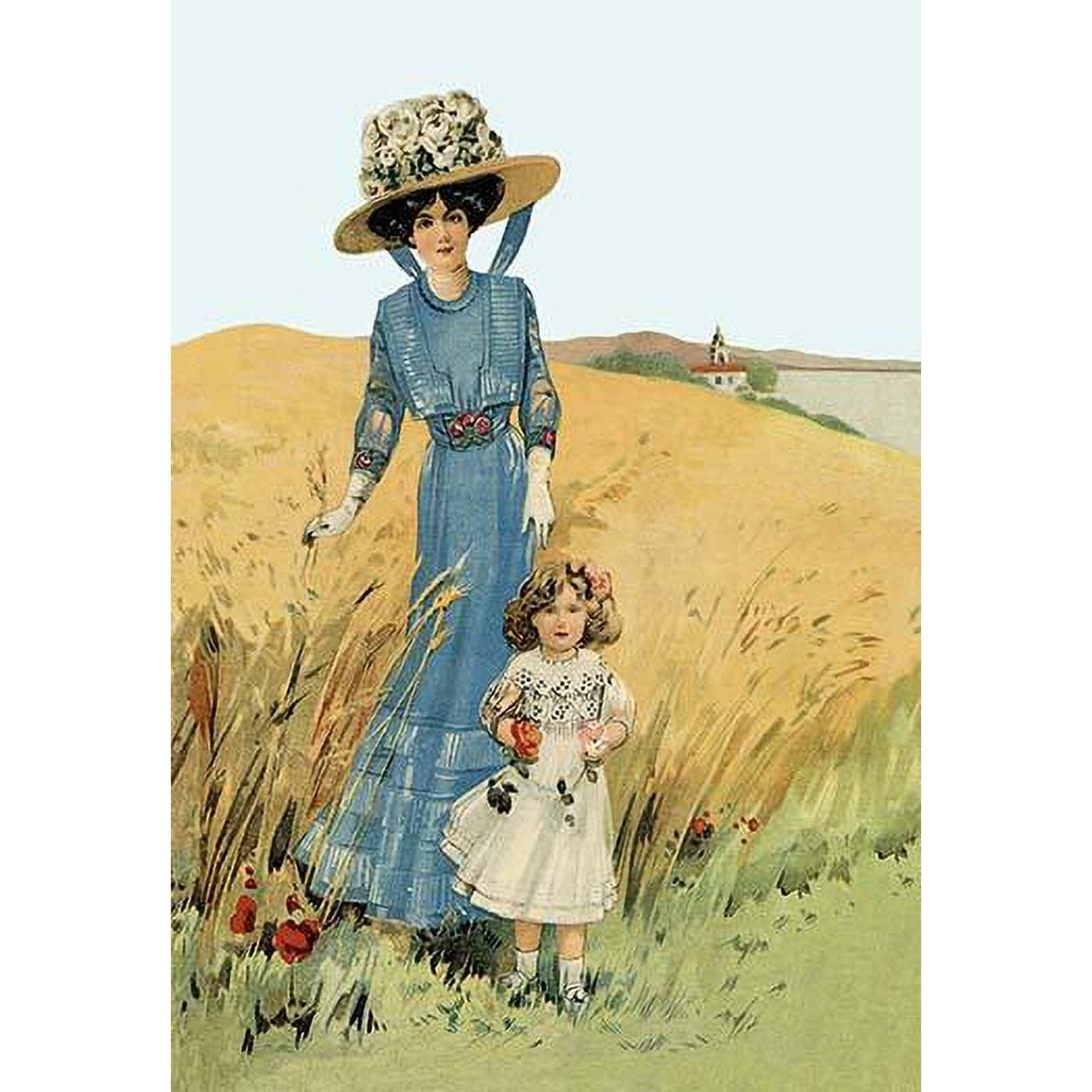 The Fashionable Mother and Child-Fine Art Canvas Print (20" x 30")