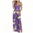 thumbnail image 2 of Babysbule Women's Halter Sleeveless Strap Tunic Jumpsuit Printed Elastic Waist Backless Slit Wide Leg Beach Party Overalls, 2 of 6