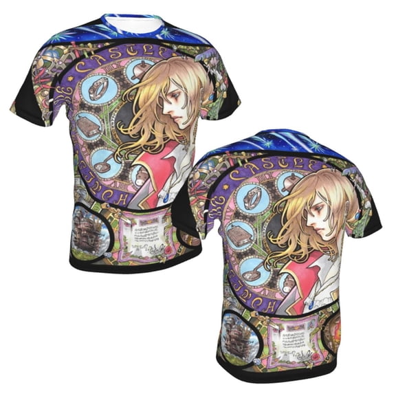 Unisex Adult Howls Moving Castle T-Shirts, 3D Graphic Novelty Shirts Crewneck Short Sleeve Tees for Men Women
