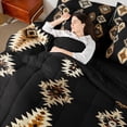 thumbnail image 4 of Manfei Ancient Aztec Theme 7 Pieces Bedding Comforter Set,Vintage Rhombus Triangle Full Bedding Set,Beige Brown Black Fitted Sheet Flat Sheet For Teens,Ultra Soft Home Decor Reversible, 4 of 8