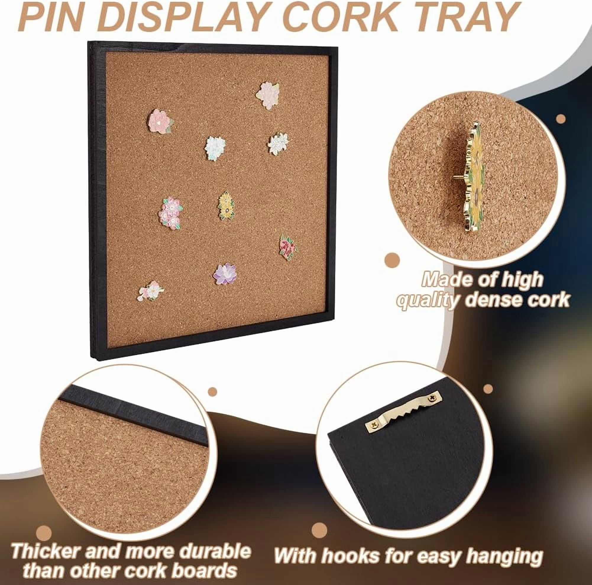 Pin Board Square Cork Board with Black Frame 11.8x11.8inch Wall Mounted Cork Board for Brooch Pin Storage Office Home Festival Wedding Decor 0.7inch Thick Saddle Brown