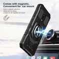 thumbnail image 5 of TJS for BLU View 4 (B135DL) Phone Case, with Tempered Glass Screen Protector, [Military Grade] Robotic Magnetic Support Car Mount Metal Ring Holder Kickstand Cover (Black), 5 of 7