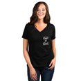 thumbnail image 2 of Get It Girl Women's Fashion Relaxed V-Neck T-Shirt Tee Heather Black Large, 2 of 5