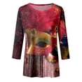 thumbnail image 4 of PMUYBHF T-Shirt Imprimé Joyeuses Fêtes Manches 3/4 Col Rond Blouse 2452 m, 4 of 5