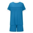 thumbnail image 4 of yievot Womens Summer Two Piece Outfits Short Sets Short Sleeve Lounge Set Crew Neck Top and Shorts Pajamas Casual Outfits, 4 of 6