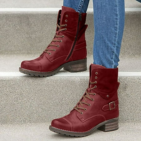 

Njoeus Women s Ladies Fashion Casual Square Heels Short Ankle Boots Slip On Shoes