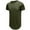 Army Green, variant on Mens 100 Cotton Solid Longline T-Shirts Long Drop Cut Crewneck Short Sleeve Basic Tees Casual Hipster Hip Hop Pullover Brown XXL