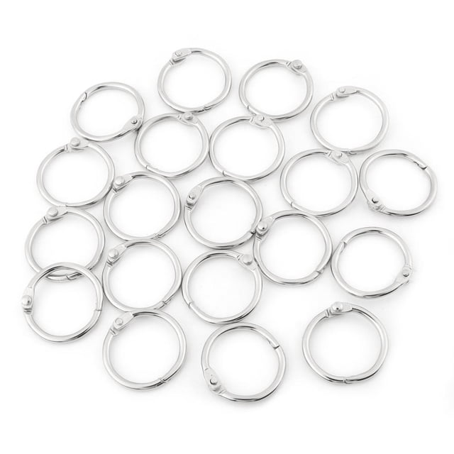 Herwey Split Key Ring, 20PCS Metal Hinged Ring Book Binder Split Key Rings Album Scrapbook Loose Leaf Clip