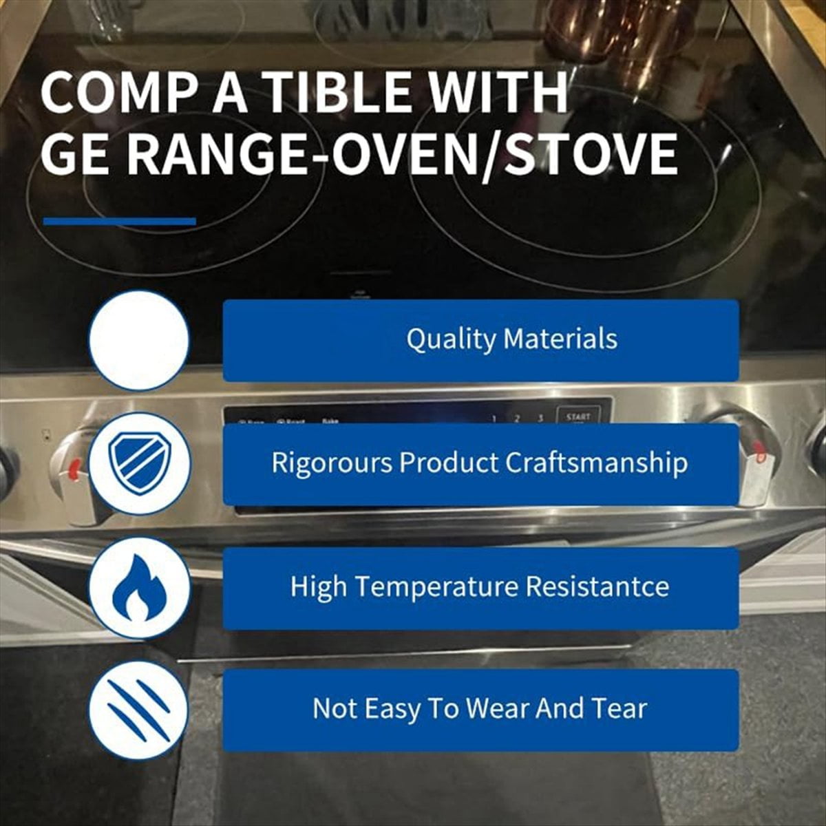 Electric Stove Knob Replacement - DG94-03500V DG94-03500W (4PCS+ 4 Gas Stove Knob Protectors)