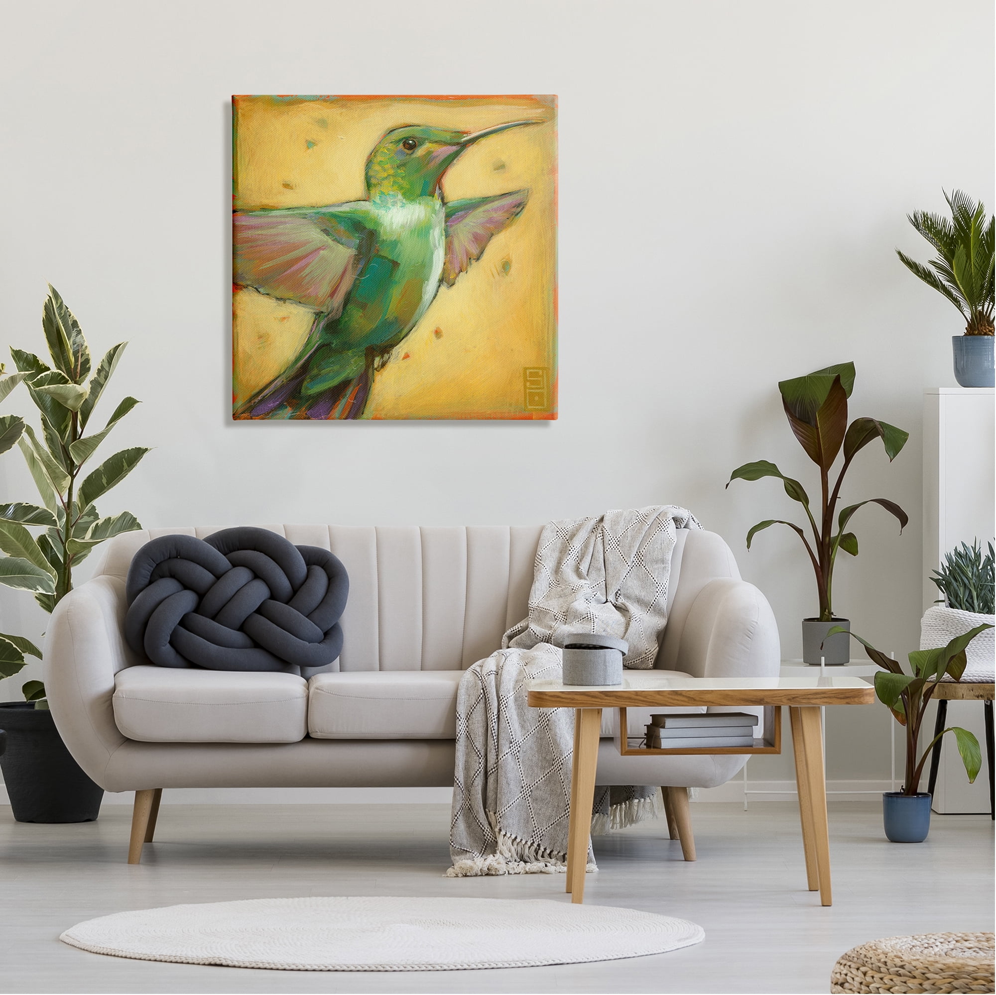 Stupell Industries Flying Hummingbird Painting Animals & Insects Painting Gallery Wrapped Canvas Print Wall Art, 30 x 30