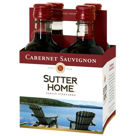 Sutter Home Cabernet Sauvignon, Red Wine, 4 pack, 187 (Best Robert Mondavi Cabernet Sauvignon)