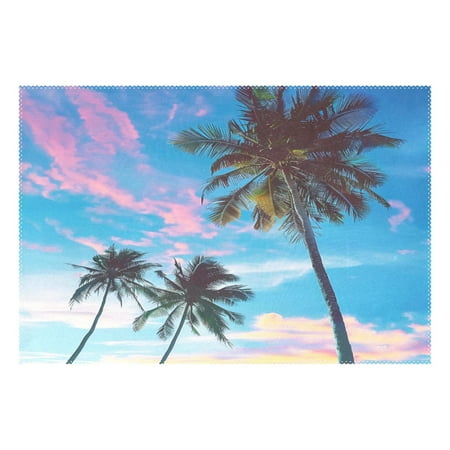 

Ryvnso 1 Piece Placemats Tropical Palm Tree and Sky Dining Mats Heat-Resistant Non-Slip Washable Table Mat