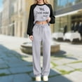 thumbnail image 3 of Bloomae Yes, I'm Still Cold Me-24:7 Fashion Printed Two Piece Sweatsuits for Women Lightweight Casual Raglan Sleeve Crewneck Sweatshirts Drawstring Joggers Set Tracksuit Gray XL, 3 of 5