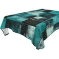 thumbnail image 2 of 60x60 Inch Tablecloth Polyester Square Tablecloth for Home Kitchen Dinner Decor Teal and Black Squares, 2 of 9