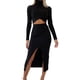 thumbnail image 1 of Vestido de punto para mujer, conjunto de dos piezas, top de cuello alto y falda de punto, falda lápiz, conjunto de 2 piezas ajustado elástico, vestido de suéter, vestido de otoño, vestido, 1 of 5
