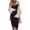 thumbnail image 3 of Robe Femme Enceinte Sans Manches Robe Courte Couleur Unie Été Robe Courte Enceinte, Noir, G, 3 of 6