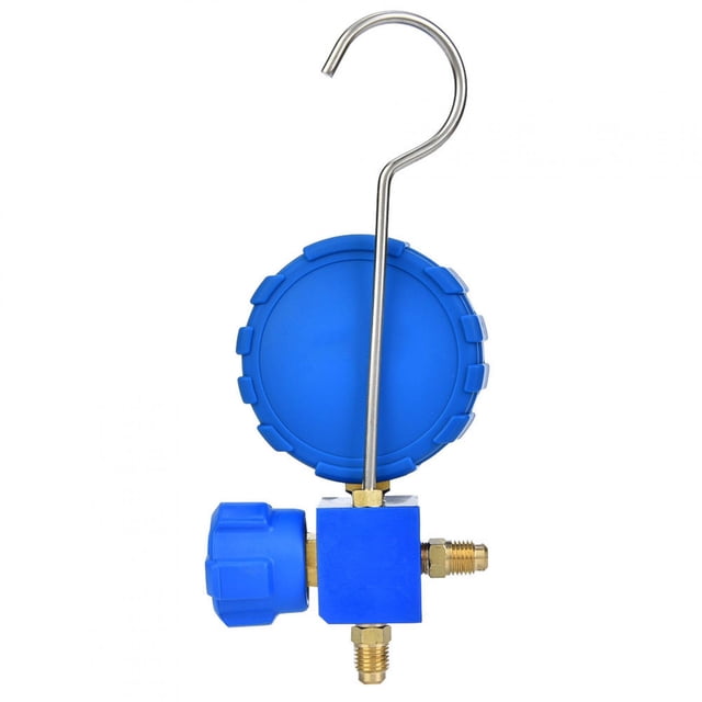 Manifold Gauge Set, A C Manifold with G1/4" Gauges, Air Condition Manifold Gauge Low Pressure AC Refrigeration Tool with Sight Glass G1/4 for R22 R410A R134A R407C, Blue