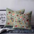 thumbnail image 2 of 14x14 Pillow Covers Set of 2, Sage Green Floral Throw Pillow Covers Decorative Couch Cushion Case, Spring Flowers Leaves Farmhouse Microfiber Square Pillowcases for Bedroom Car Living Room, 2 of 7