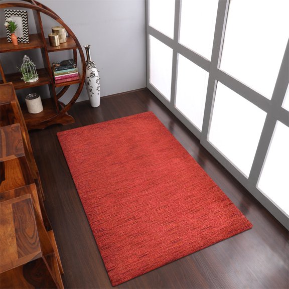 Rugsotic Carpets Hand Knotted Wool Area Rug 3'x5' Tera Solid Rectangle Indoor Rug for Living Room, Bedroom Antimicrobial L00111