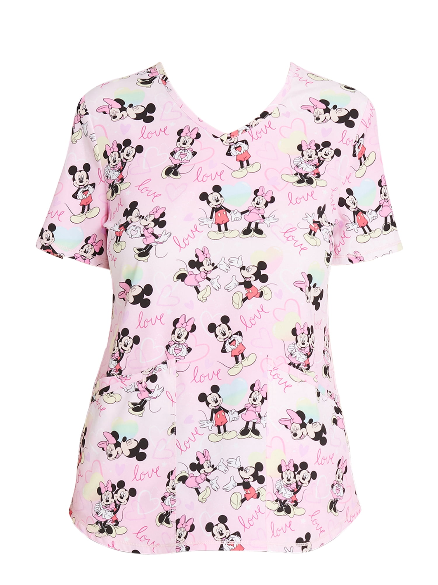 Disney Mickey Love Surrounds Women’s V-Neck Scrub Top