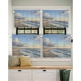 thumbnail image 2 of Beach Wave Short Blackout Curtains 30 Inch Long Watercolor Blue Sky Ocean Modern Art Rod Pocket Kitchen Curtains, 2 Panels Thermal Insulated Room Darkening Drapes for Bedroom, 42"W x 30"L, 2 of 5