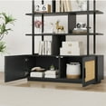 thumbnail image 4 of Garvee Rattan Bookshelf, 71.1 inch 5-Tier Tall Industrial Bookcase with Open Shelves& Storage Cabinet, for Home Office, Black, 4 of 8