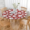 thumbnail image 3 of Red Baseballs Pattern Round Fitted Tablecloth with Elastic Edge,Dining Table Cover Waterproof,Outdoor Round Tablecloth for Camping,Dining,Indoor and Outdoor, 3 of 7
