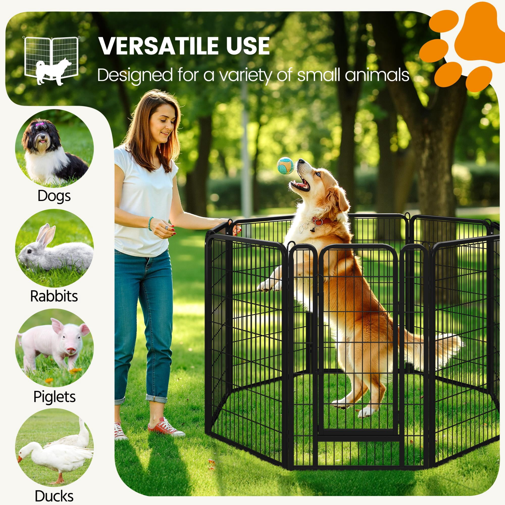 Alden Design 4 Panels 39.5″ H Metal Dog Playpen, Black