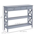 thumbnail image 3 of HOMCOM Entryway Console Table with Storage Shelves Drawers X Frame, 3 of 10