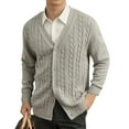thumbnail image 2 of QHRMKOG Mens Cardigan Loose Fit Long Sleeve V Neck Knit Cardigan Sweaters 2025 Fall Casual Button Up Sweater Trendy Clothing Gray 2XL, 2 of 4
