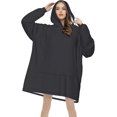 thumbnail image 4 of Buffalo Grey Print Oversized Blanket Hoodie, Wearable Blanket Adult For Women Men And Teenager, Super Soft Warm Flannel Fluffy Hooded Blankets Sweatshirt With Big Pocket, 4 of 8