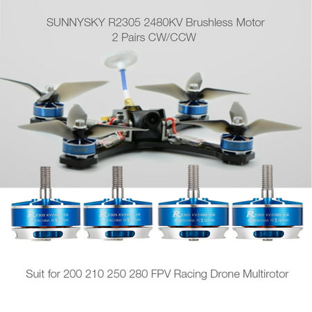 2 Pairs SUNNYSKY R2305 2480KV CW CCW 3-4S Brushless Motor for 210 QAV250 FPV Racing Drone Multirotor