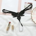 thumbnail image 2 of Panties for Women Transparent Hot Embroidered Pearl Massage T Pants Open Crotch Thong Panties, 2 of 3