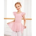 thumbnail image 2 of Oudiya Girls Shiny Ruffle Sleeve Ballet Leotard with Skirt Criss Cross Back Dance Outfit for Ballerina Kids 3-11Y, 2 of 9