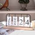 thumbnail image 7 of Dserhfy Metal Flip Calendar with Wooden Base Daily Perpetual Desk Calendar Turn Page Month Date Display Standing Desktop Planner for Office Home, 7 of 7