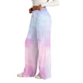 thumbnail image 5 of Endives Womens Sports Pants Tie Dye Printed Wide Leg Jogging Pants Drawstring Elastic High Waist Pants With Pocket, 5 of 7