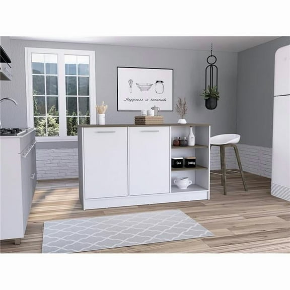 Sleek & Modern Kitchen Island, White & Dark Brown