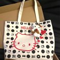 thumbnail image 4 of Cartoon Charm Print Hello Kitty Handbag With Keychains Kawaii Lunch Bag Canvas Bag Portable Shoulder Bag Creative Vintage Gift tzw, 4 of 6