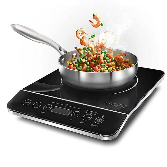 LP Living Plus 1800W Electric Induction Cooktop Countertop Burner, 3 Hour Max Timer Setting, Auto shut off, Child safety lock