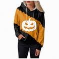 thumbnail image 3 of Godom Halloween Hoodies for Women 2025 cute Pumpkin Face Print Essentials Hoodie Sweatshirts Pullover, 3 of 6