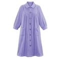 thumbnail image 3 of Forro polar de felpa Robe Collections Etc con botones en la parte delantera, color lavanda, 3 of 5