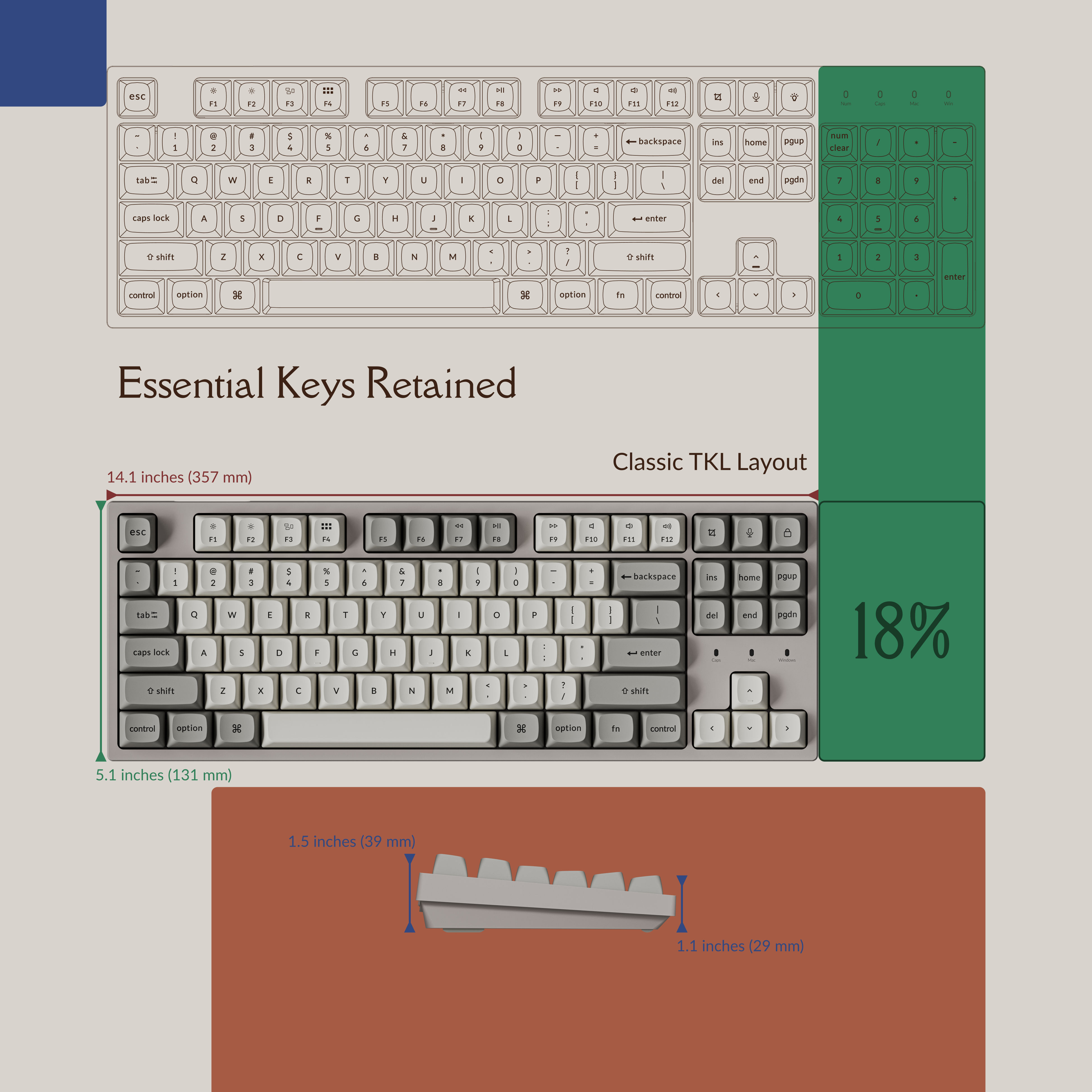 Keychron C1 Pro 8K QMK Wired Custom Mechanical Gaming Keyboard TKL, Keychron Super Linear Red Switch