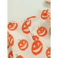 thumbnail image 6 of Infant Baby Girls Halloween Long Sleeve Pumpkin Jumpsuit Soft Waffle Ruffle Romper Pjs Fall Winter Sleep Play Clothes, 6 of 8