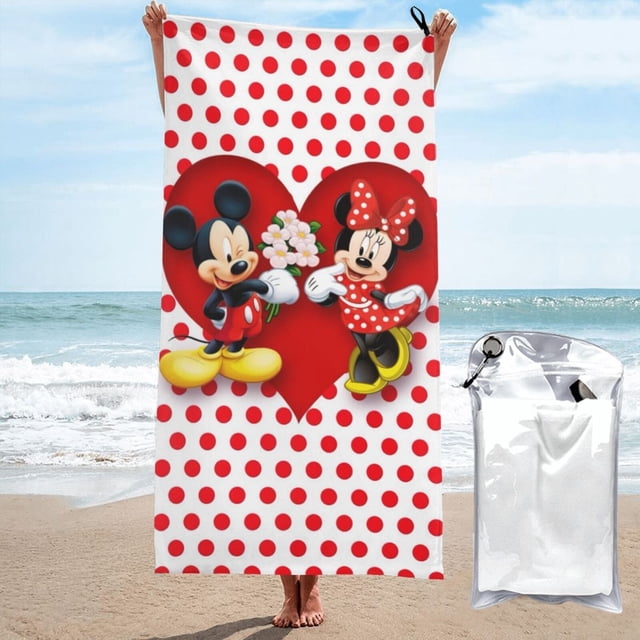 Toalla de playa de Mickey Mouse, suave, de secado rápido, resistente a la arena, para piscina, yoga, gimnasio, camping, toallas de baño ligeras, regalo para niños, niñas, niños y adultos, 27,5 x 55