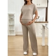 thumbnail image 4 of DOKOTOO Women's Maternity Sets 2 Piece Sets Ribbed Knit Short Sleeve Outfit Maternity Lounge Wear Soft Pregnant Pajamas Plus Size Sweatsuits Sets, 4 of 8