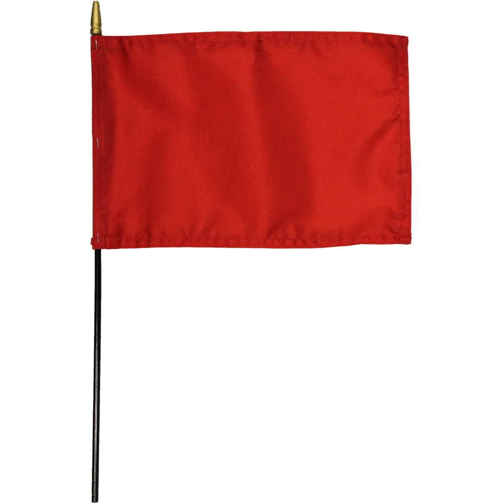 Red 8" x 12" Solid Color Stick Flag