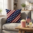 thumbnail image 5 of Decor for Living Room, Decorative Pillow Cover, Patriotic Decorations, Fourth of July Decor, 18X18 Inch Classic Diagonal Star Stripe Linen Flag Slipcover That Fits All Standard 18, 5 of 7