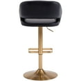 thumbnail image 4 of PU Leather Bar Stools, Adjustable Height 24."-32.25, Swivel Barstools with Back & Footrest, Upholstered Bar Chairs for Kitchen Island, Dining Room, Home Bar (Black, Gold Base), 4 of 10